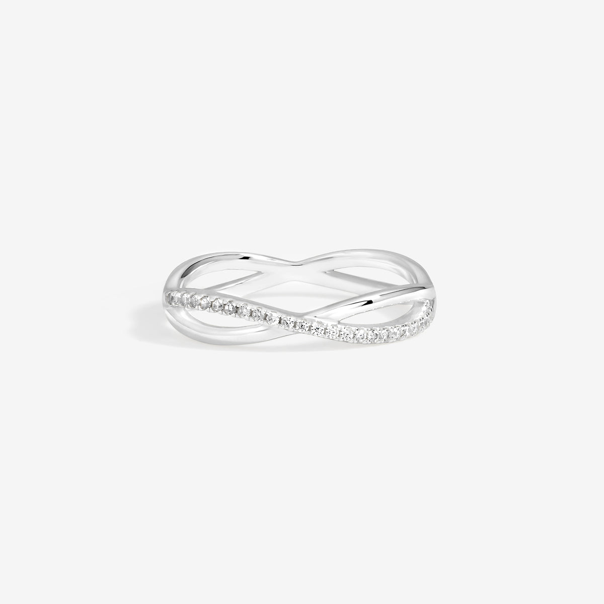 Simply Silver Sterling Silver 925 Polished and Cubic Zirconia Infinity Ring