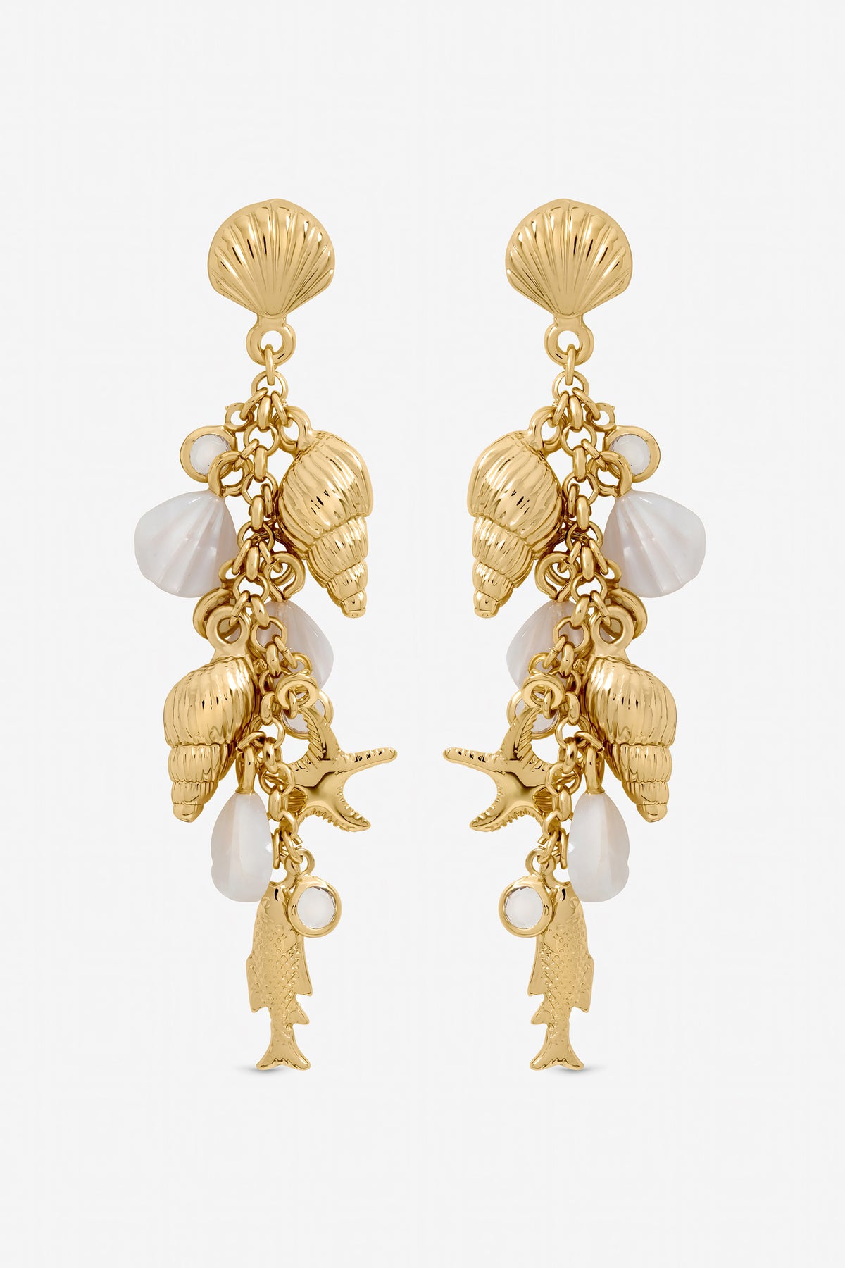 Inicio Gold Plated Droplet Shell Earrings - Gift Pouch