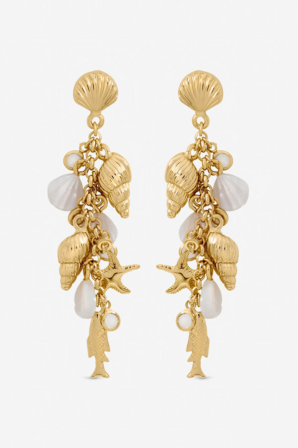 Inicio Gold Plated Droplet Shell Earrings - Gift Pouch