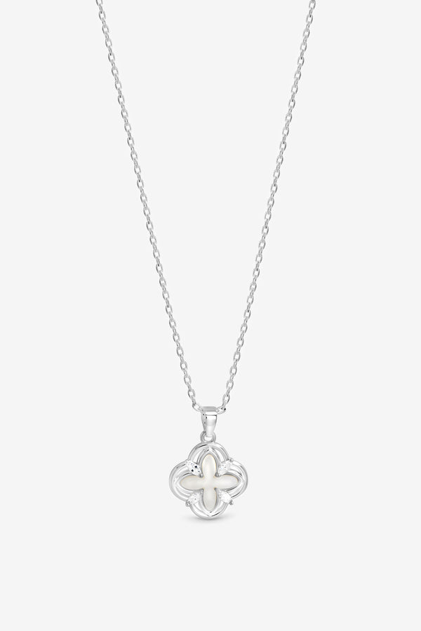 Silver Mother of Pearl Clover Pendant
