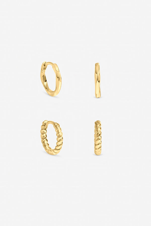 Inicio Gold Polished Hoops - Pack Of 2