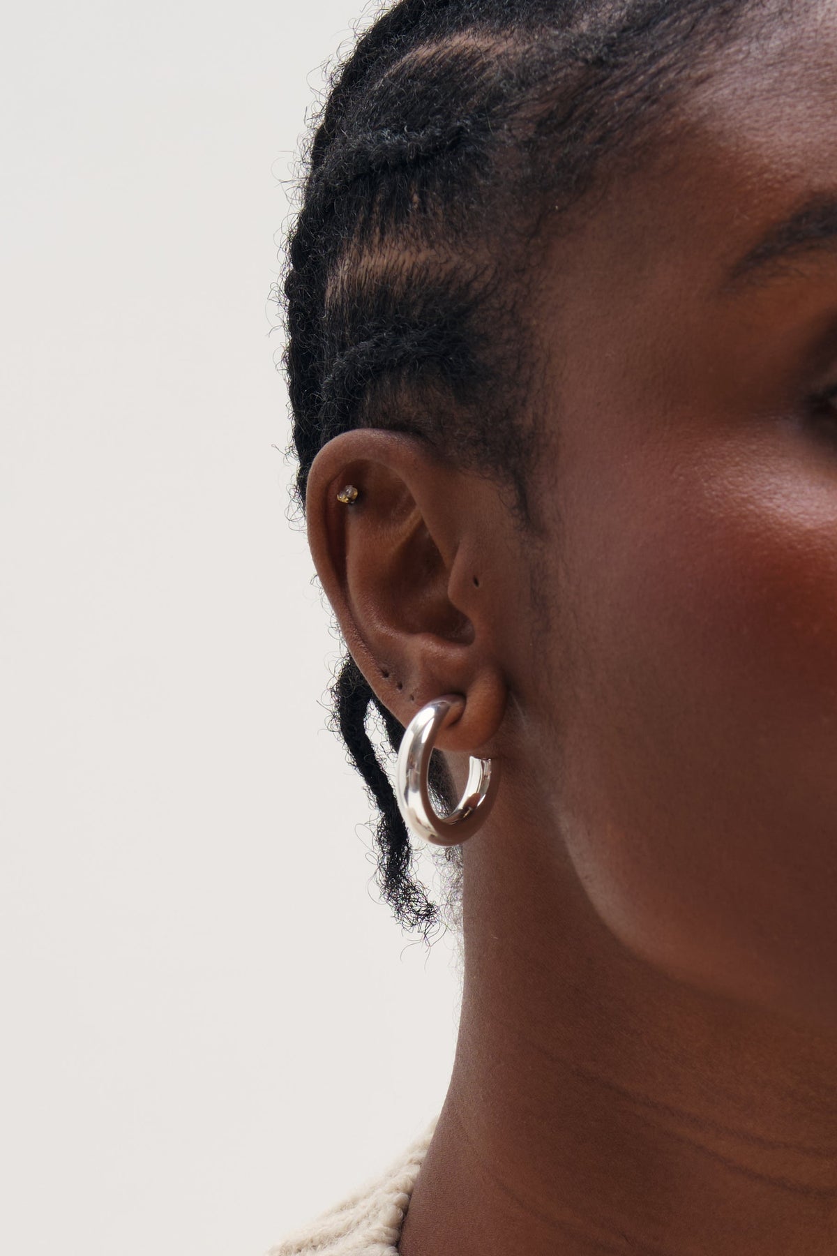 Inicio Silver Chubby Medium Hoop Earrings