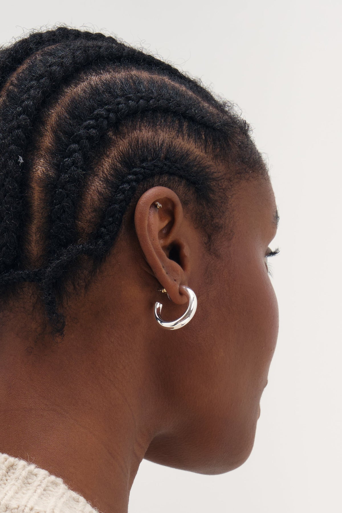 Inicio Silver Chubby Medium Hoop Earrings