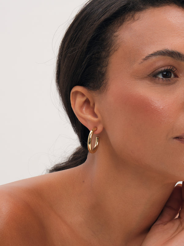 Inicio Gold Chubby Medium Hoop Earrings