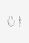 Silver Textured Twist Catch Hoop