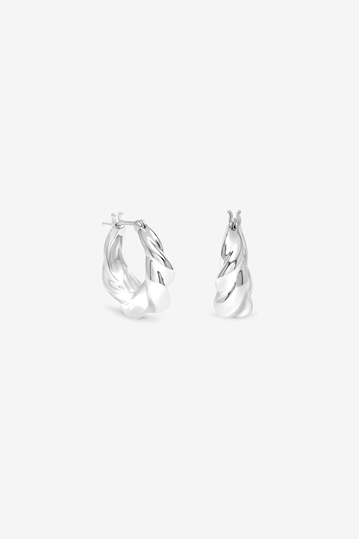 Silver Fluid Twist Hoops