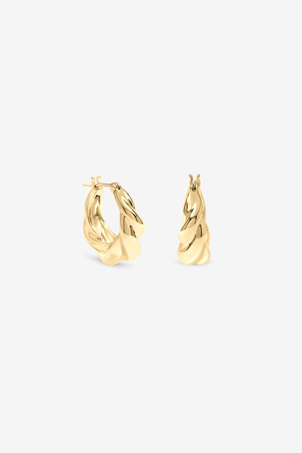 Gold Fluid Twist Hoops