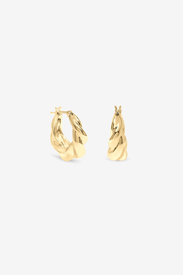 Gold Fluid Twist Hoops