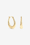 Gold Textured Large Oval Catch Hoops