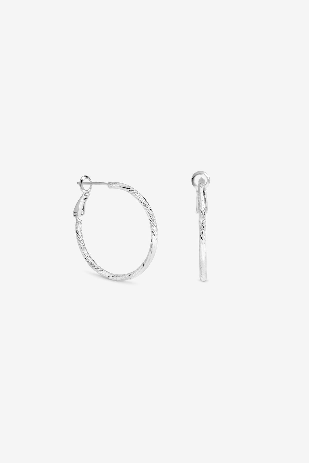 Silver Diamond Cut Hoops