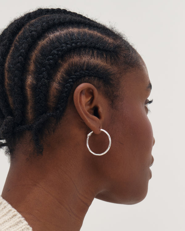 Inicio Silver Diamond Cut Hoops