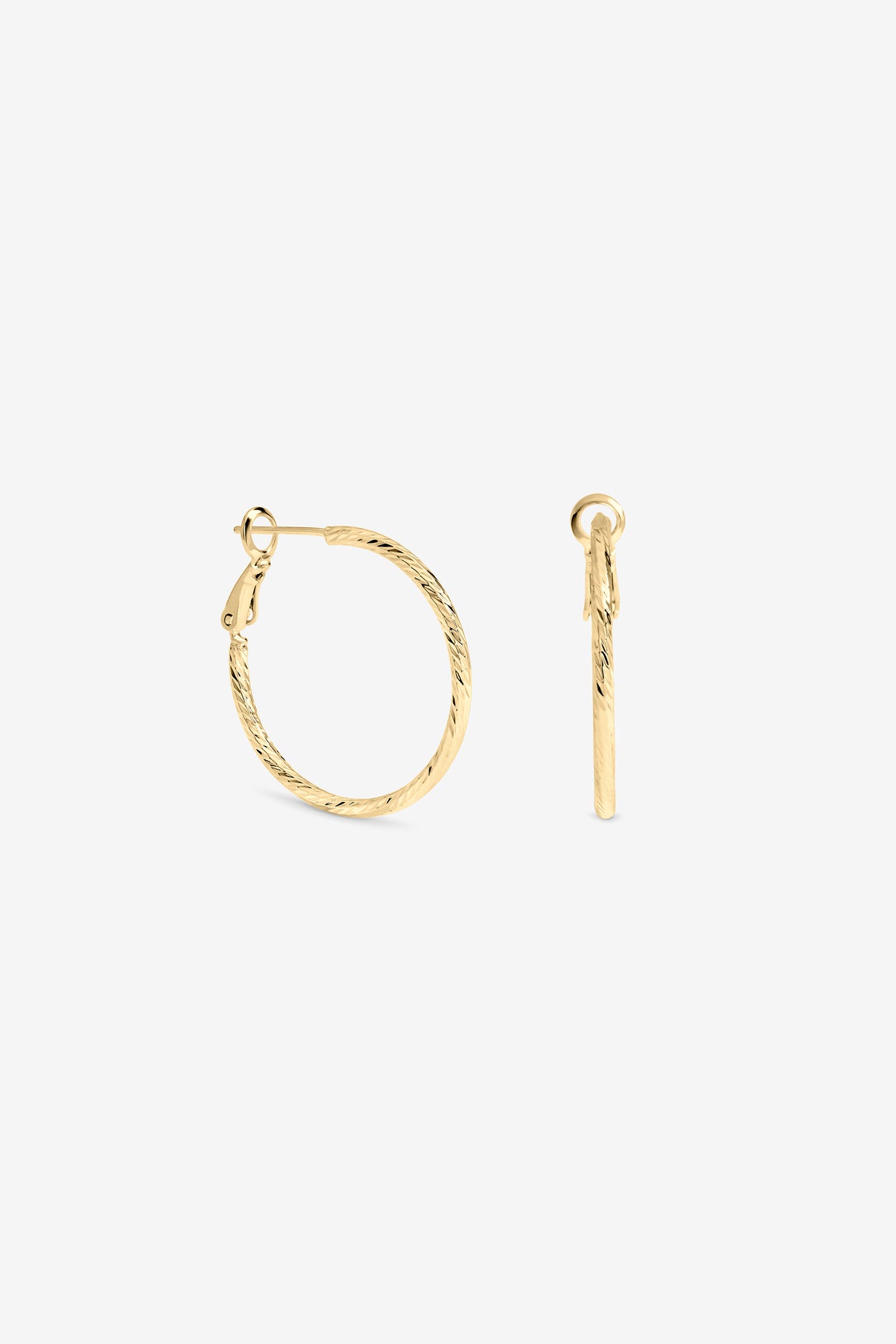 Gold Diamond Cut Hoops