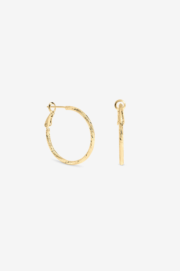 Gold Diamond Cut Hoops