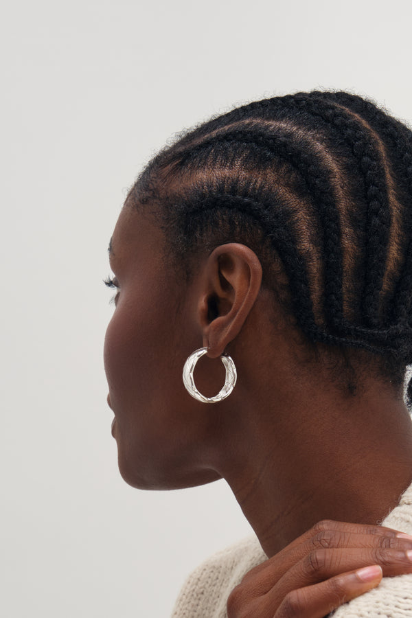 Inicio Silver Large Quilted Hoops