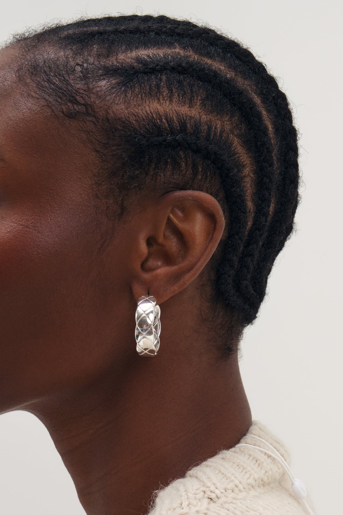 Inicio Silver Large Quilted Hoops