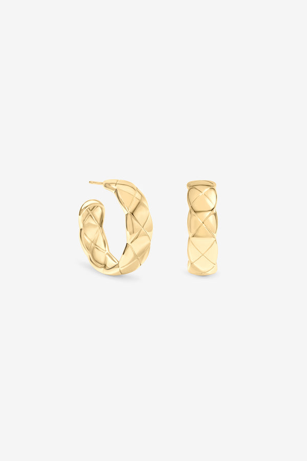 Gold Large Quilted Hoops