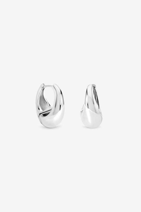 Silver Sculpted Chubby Hoop