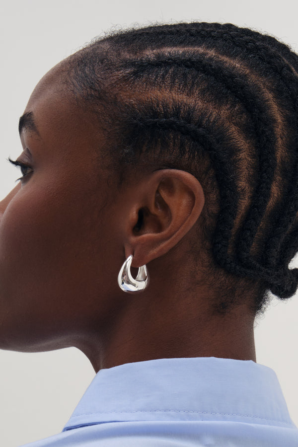 Inicio Silver Sculpted Chubby Hoops