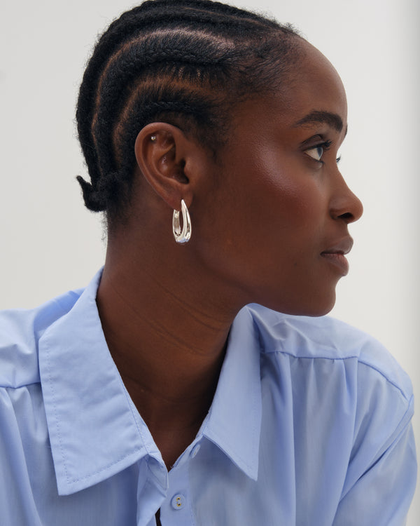 Inicio Silver Oval Hoops