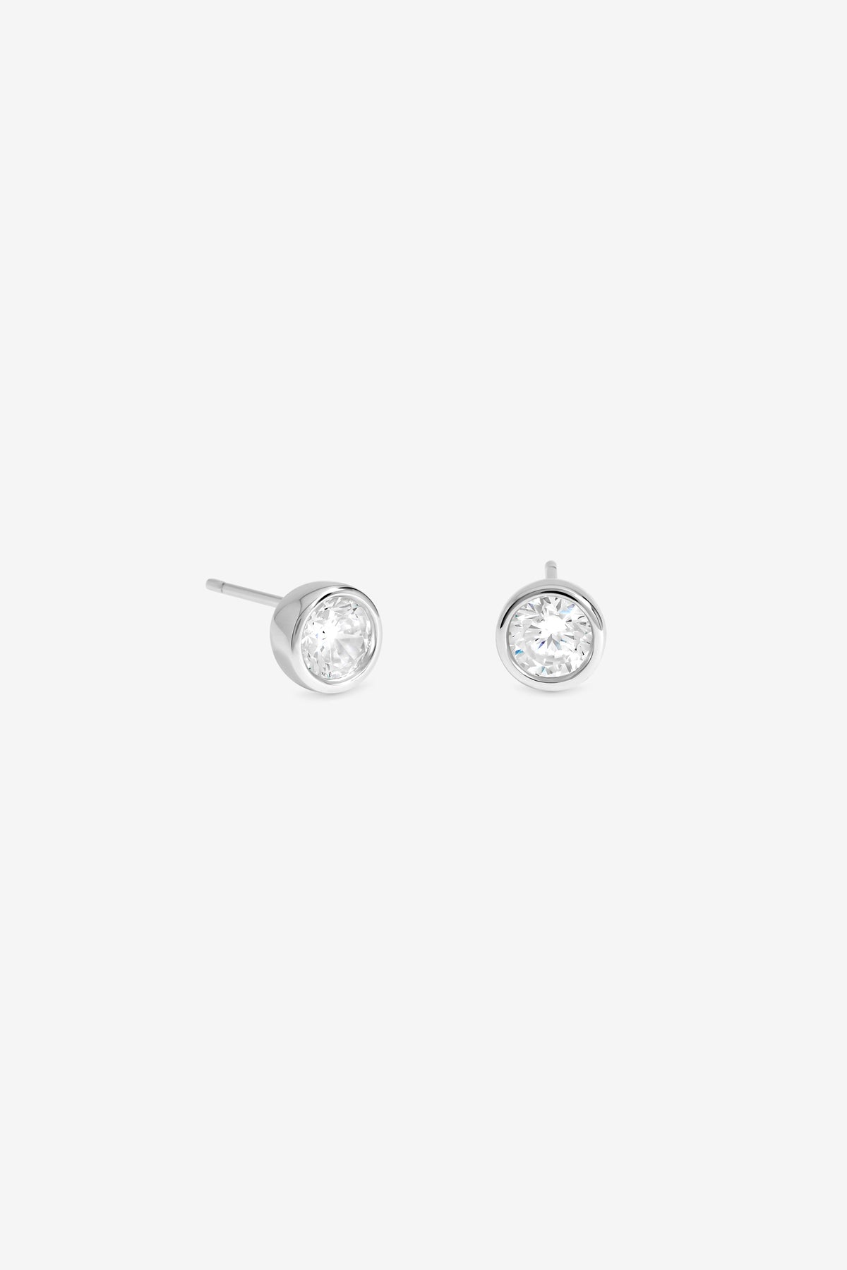 Silver Round Bezel Stud