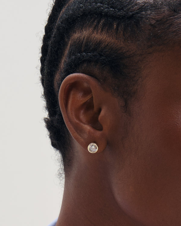Inicio Gold Round Bezel Studs