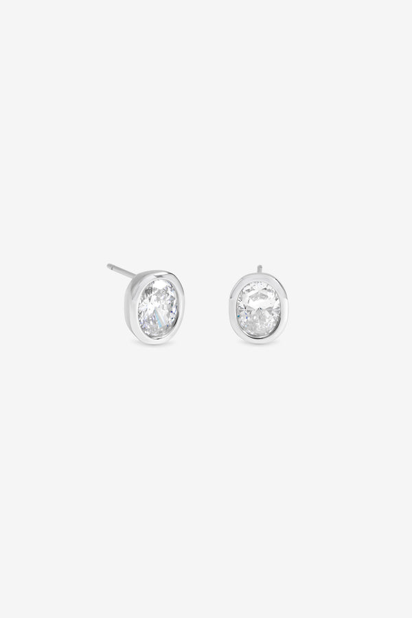 Silver Oval Bezel Stud