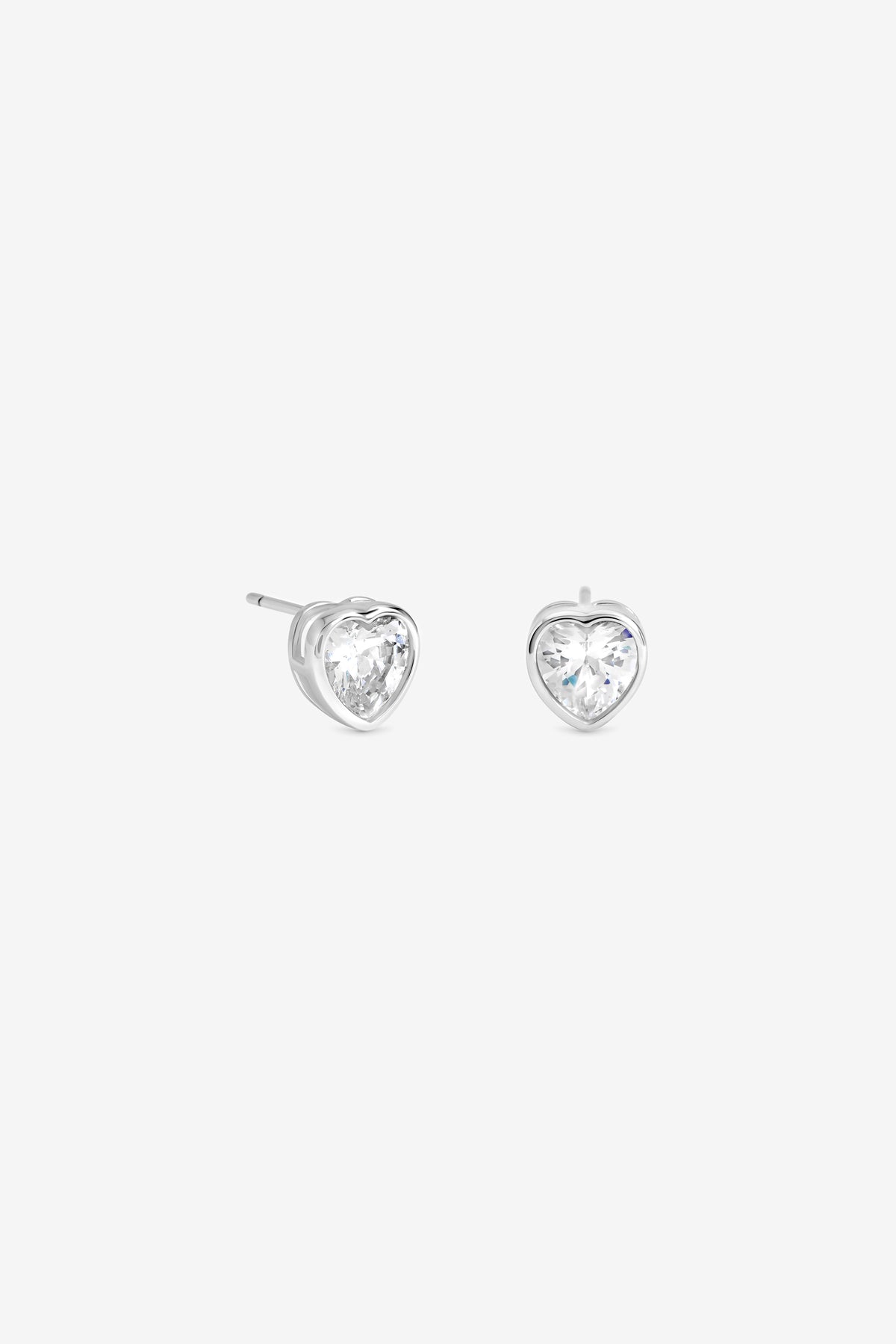 Silver Heart Bezel Studs