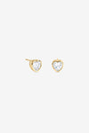 Gold Heart Bezel Studs