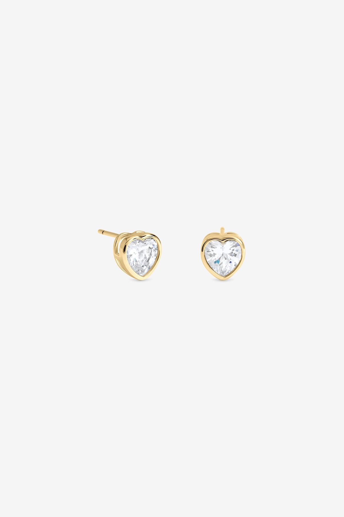 Gold Heart Bezel Studs