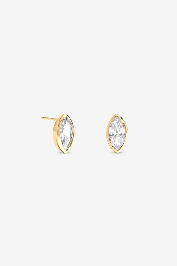 Inicio Gold Navette Bezel Studs