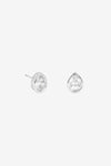 Silver Pear Bezel Studs