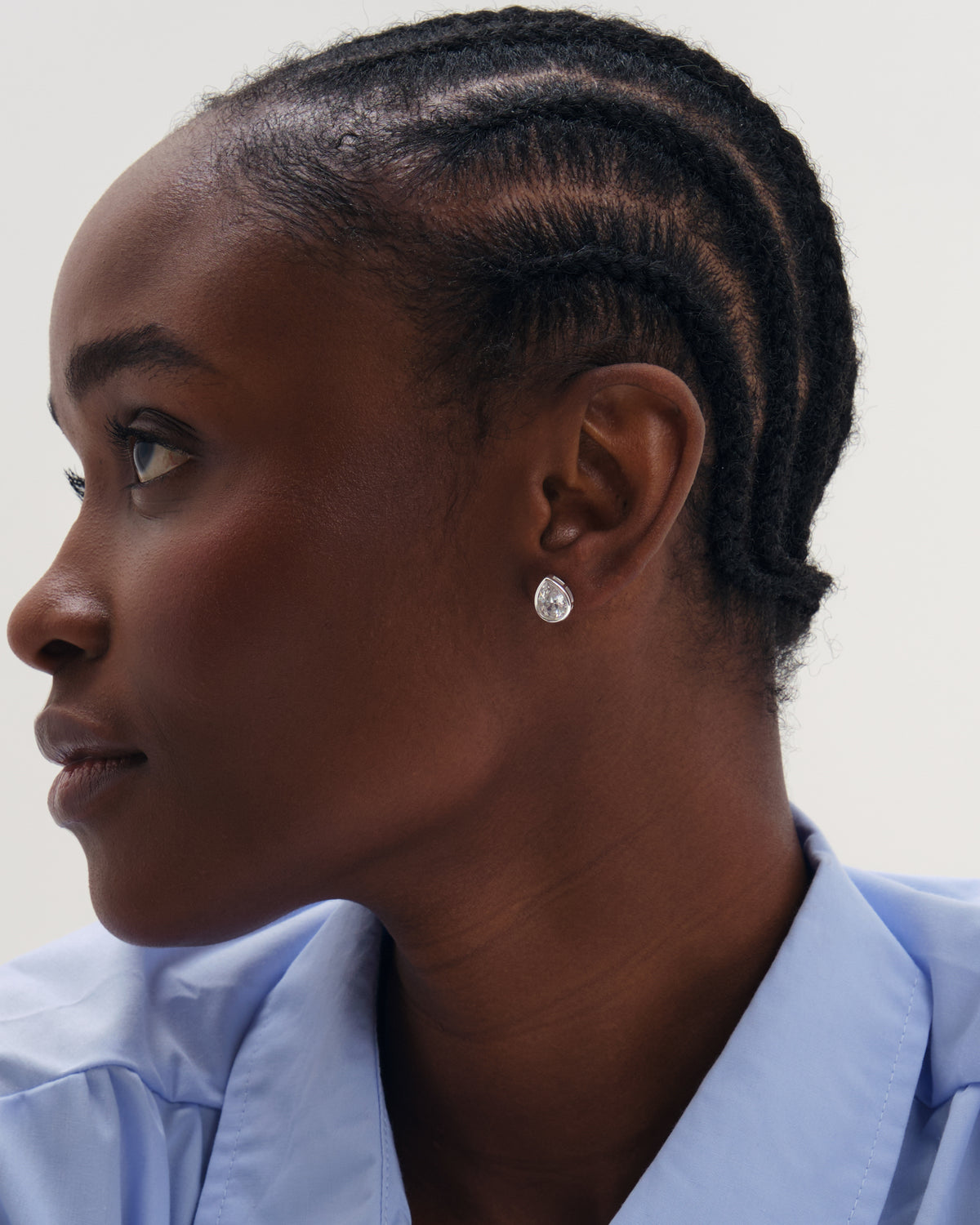 Inicio Silver Pear Bezel Studs