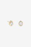 Gold Pear Bezel Studs