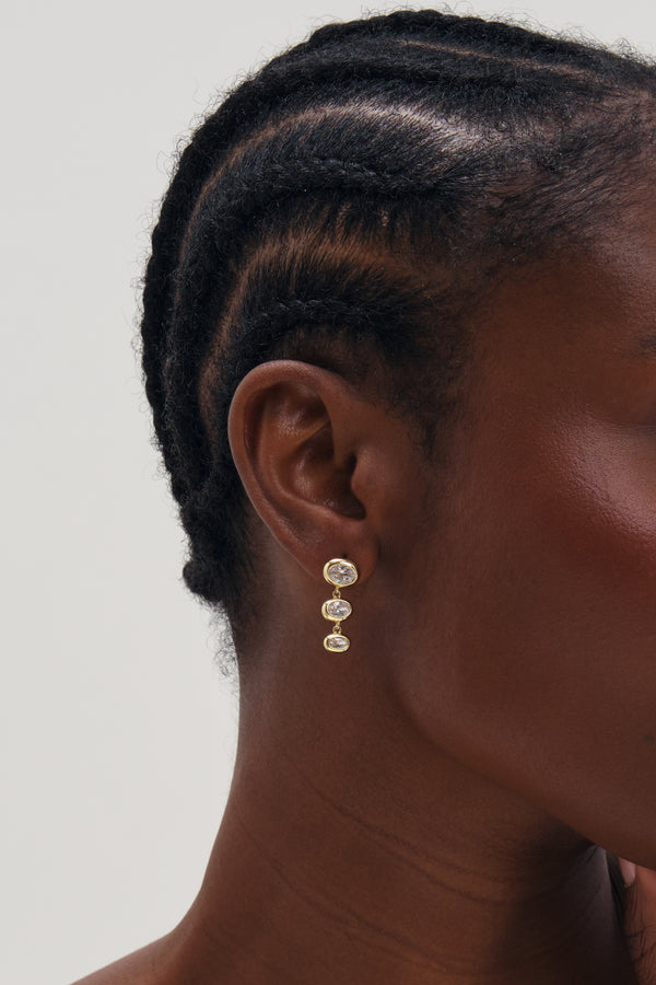 Inicio Gold Graduated Cubic Zirconia Bezel Drop Earrings