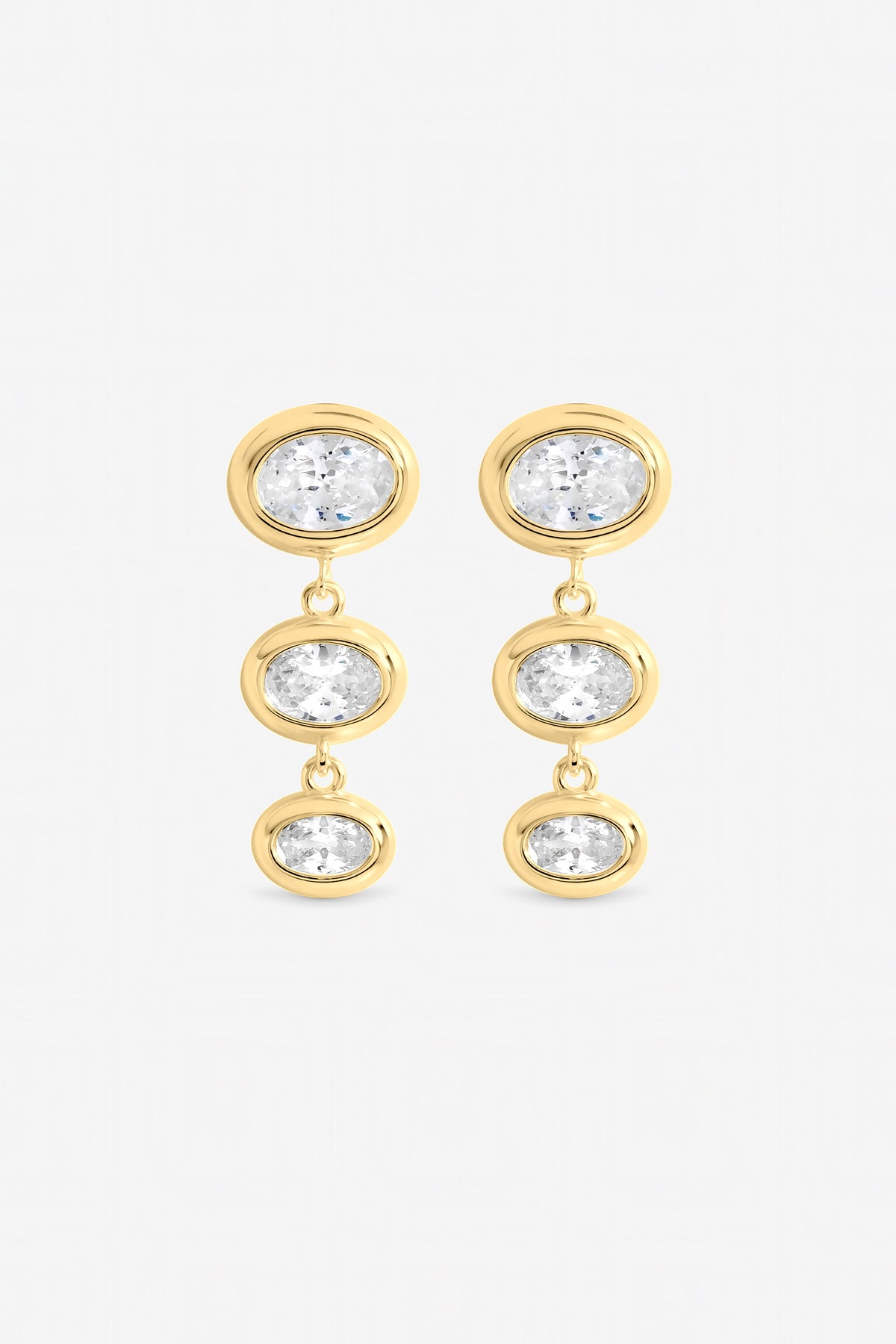 Inicio Gold Graduated Cubic Zirconia Bezel Drop Earrings