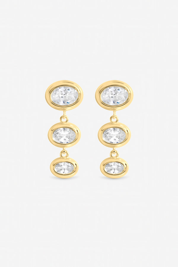 Inicio Gold Graduated Cubic Zirconia Bezel Drop Earrings