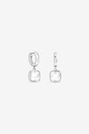 Silver Cushion Bezel Charm Hoops