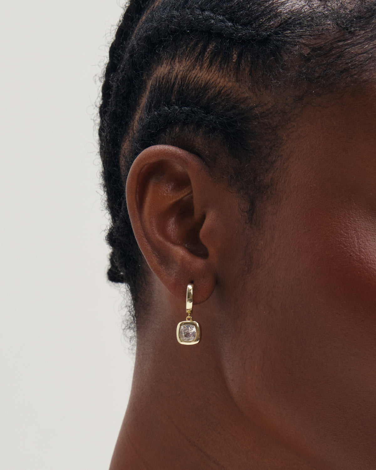 Inicio Gold Cushion Bezel Charm Hoops
