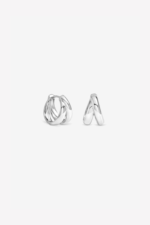 Silver Double Row Hoops