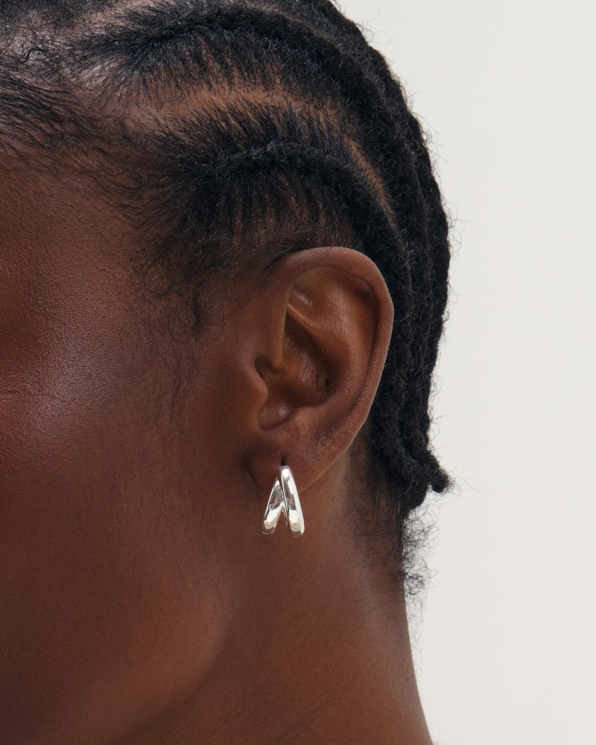 Inicio Silver Double Row Hoops