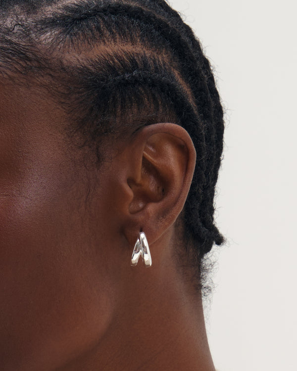 Inicio Silver Double Row Hoops