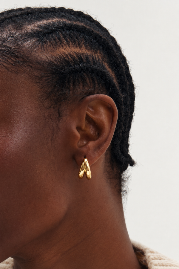 Inicio Gold Double Row Hoops