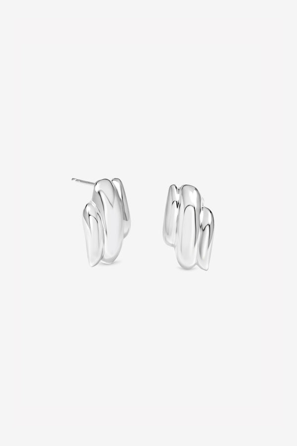 Silver Fluid Wave Earrings