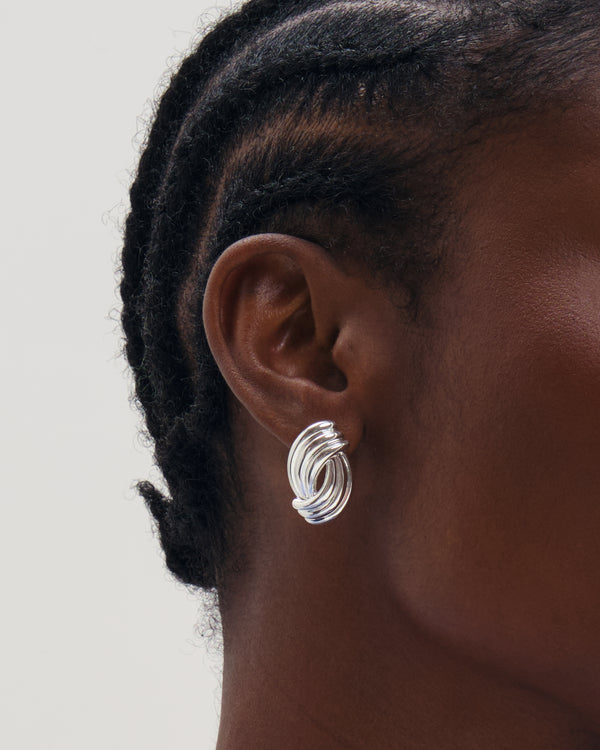Inicio Silver Large Ridged Studs