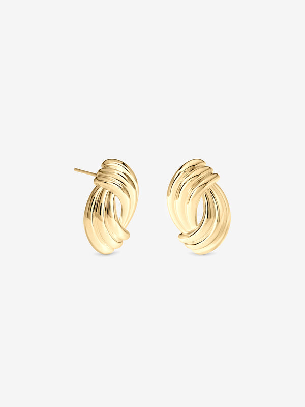 Inicio Gold Large Ridged Studs