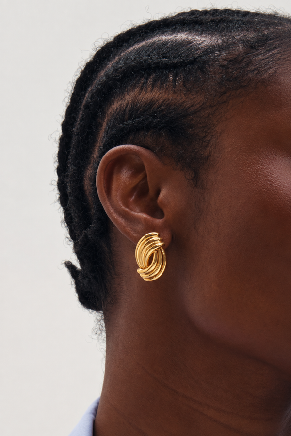 Inicio Gold Large Ridged Studs