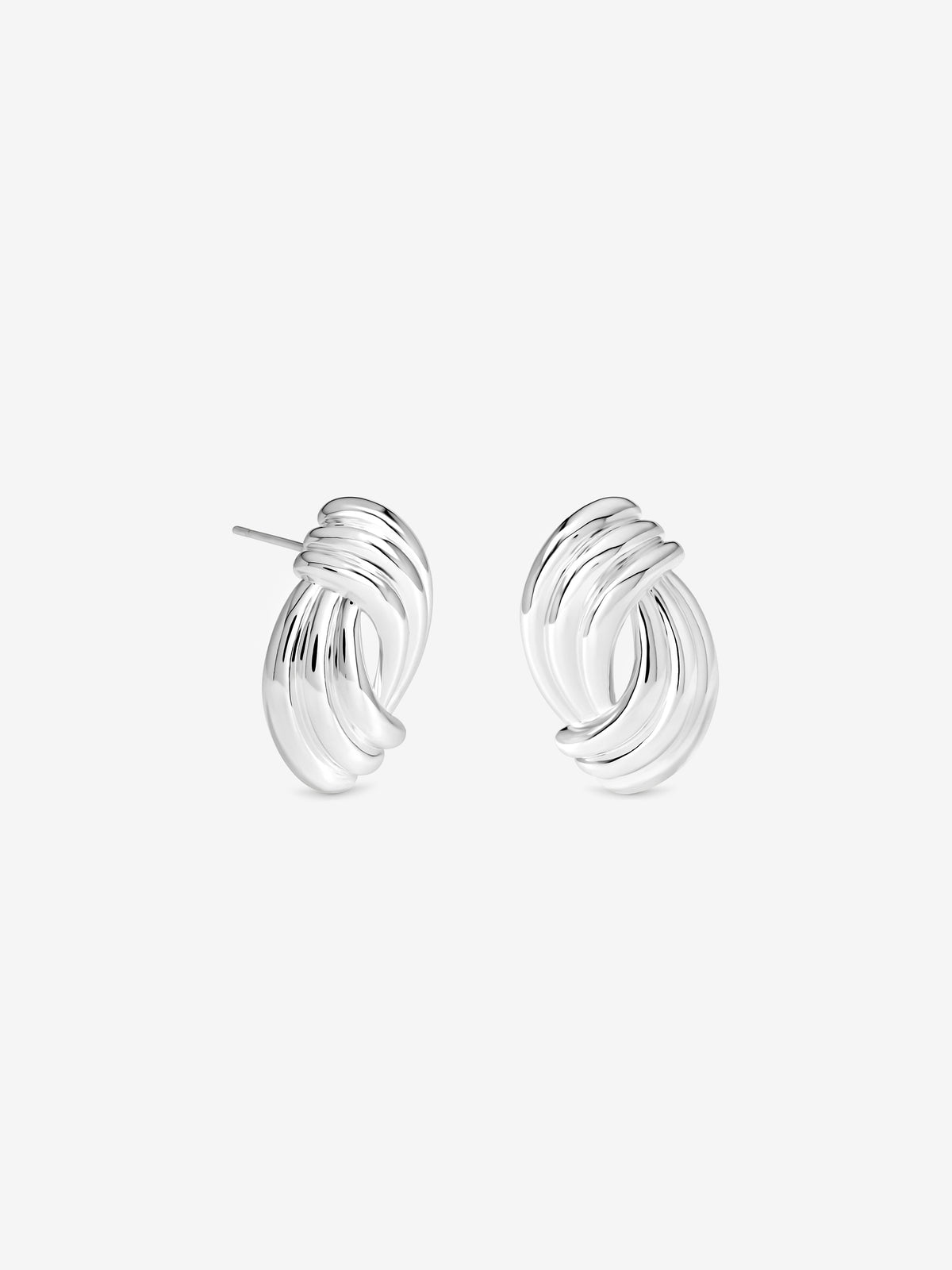 Inicio Silver Large Ridged Studs