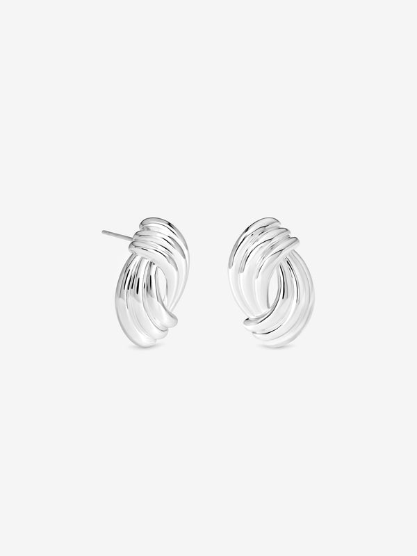 Inicio Silver Large Ridged Studs