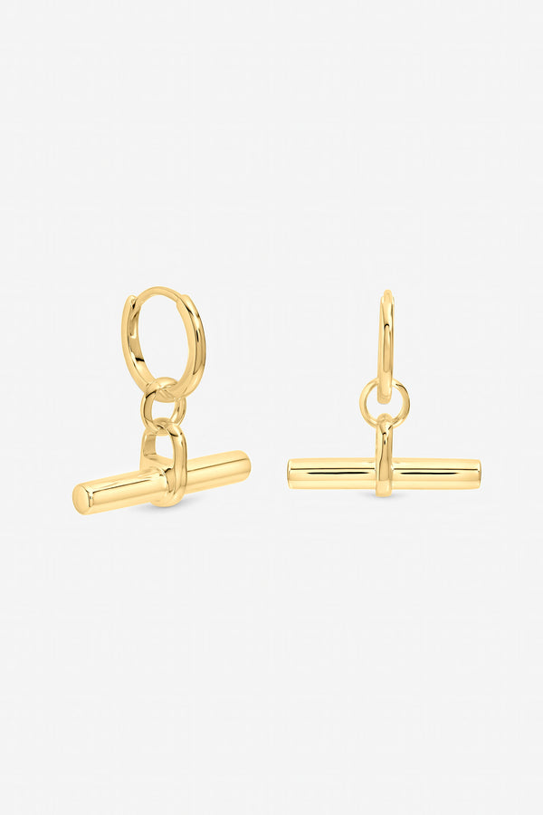 Inicio Gold T-Bar Earrings - Gift Pouch