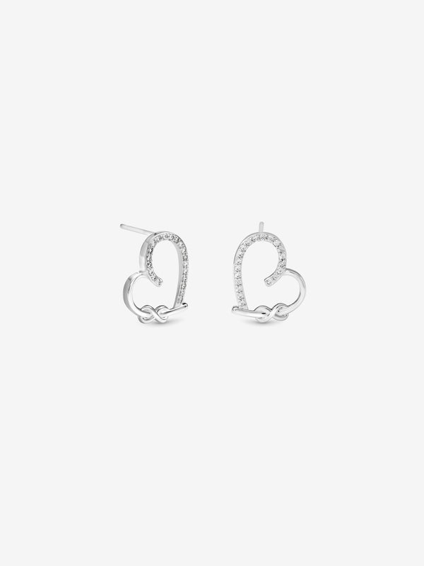 Inicio Silver Pave Open Heart Studs